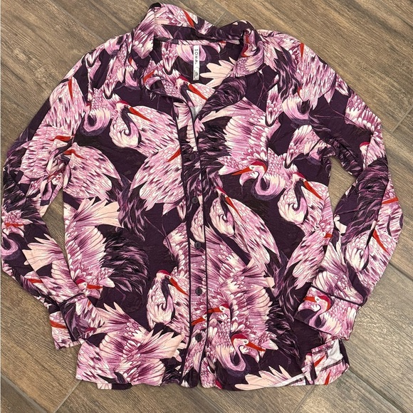 Soma Purple Flamingo Print Pajama Top - Picture 2 of 7